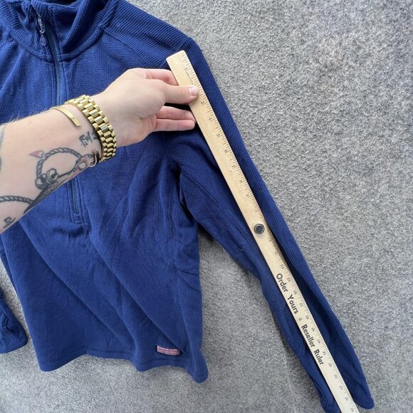 Vineyard Vines Pullover Mens Small Blue 1/4 Zip Waffle Knit Mock Neck Shirt Top - Picture 4 of 12